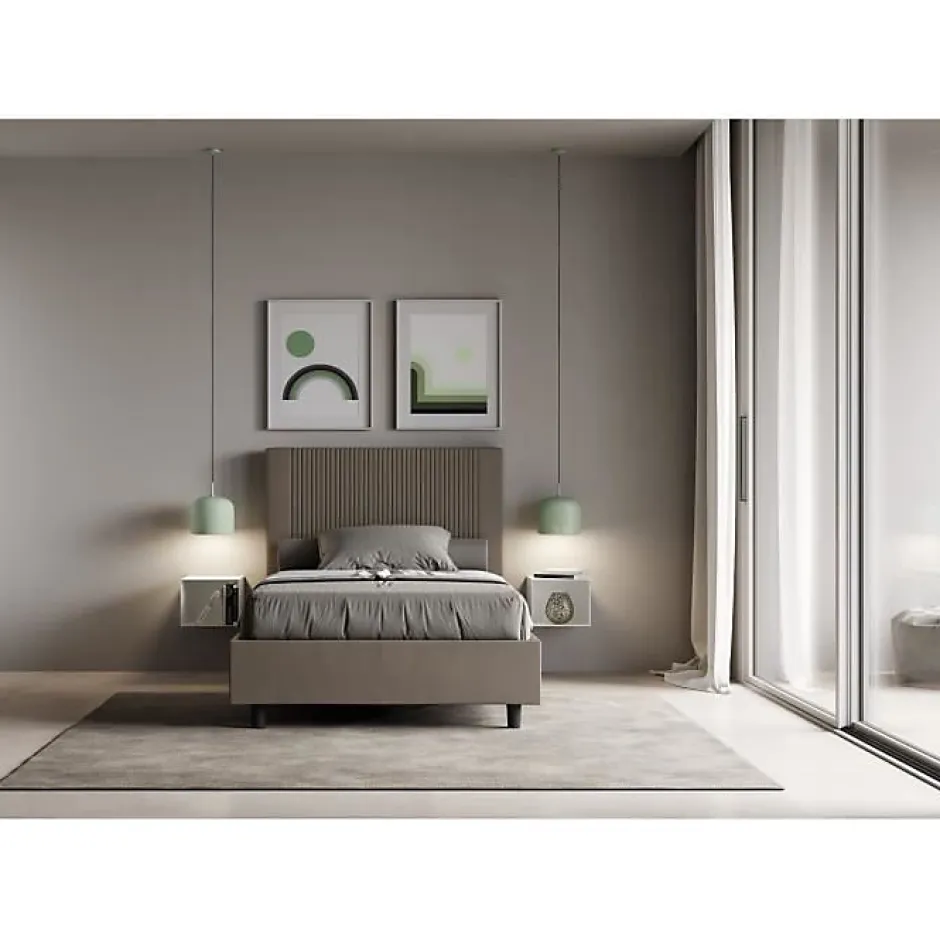 Ityhome Lit coffre double capitonné 160x200 en microfibre ocre Nandy Clearance