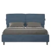 Ityhome Lit coffre double capitonné 160x200 Nandy microfibre bleu