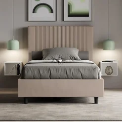 Ityhome Lit coffre double capitonné 160x200 Nandy microfibre bleu