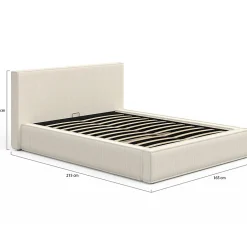 IDMarket Lit coffre double JADE avec sommier 140 x 190 cm velours côtelé beige