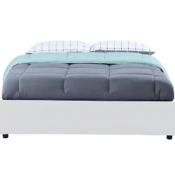 IDMarket Lit coffre double MIAMI avec sommier 160 x 200 cm PVC blanc Sale
