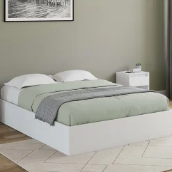 IDMarket Lit coffre double SANDSIDE avec sommier 160 x 200 cm blanc Hot