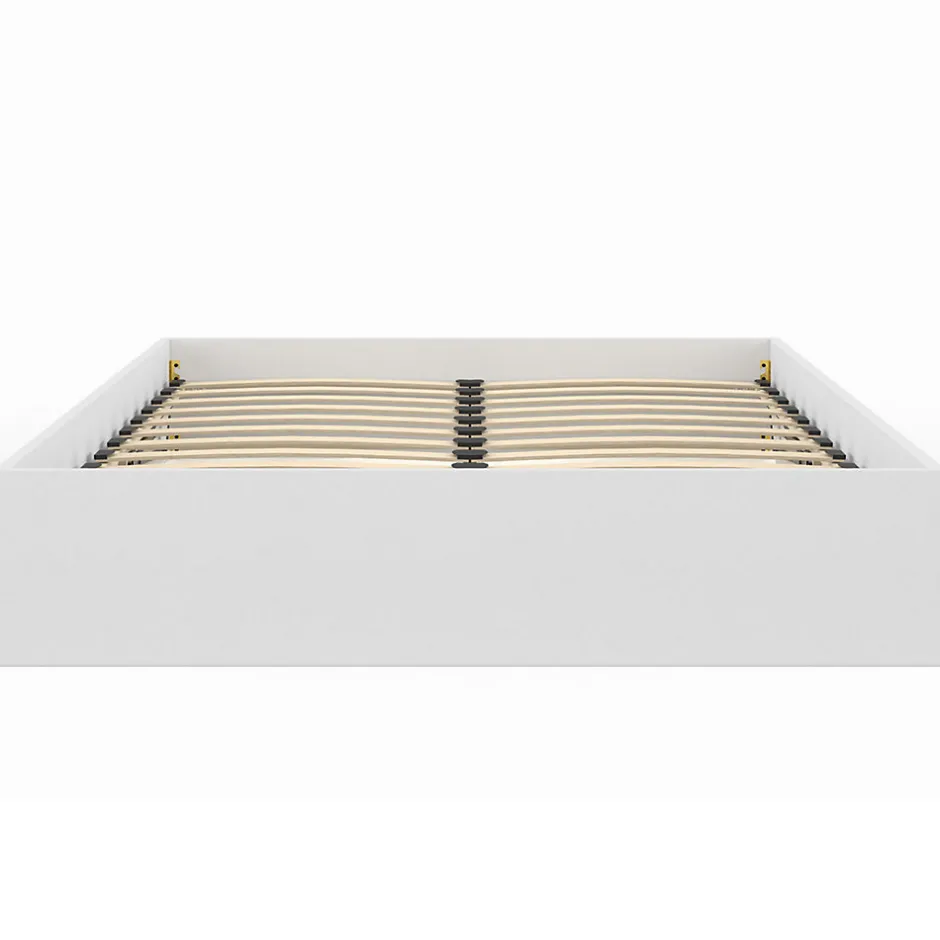 IDMarket Lit coffre double SANDSIDE avec sommier 140 x 190 cm blanc