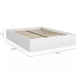 IDMarket Lit coffre double SANDSIDE avec sommier 140 x 190 cm blanc