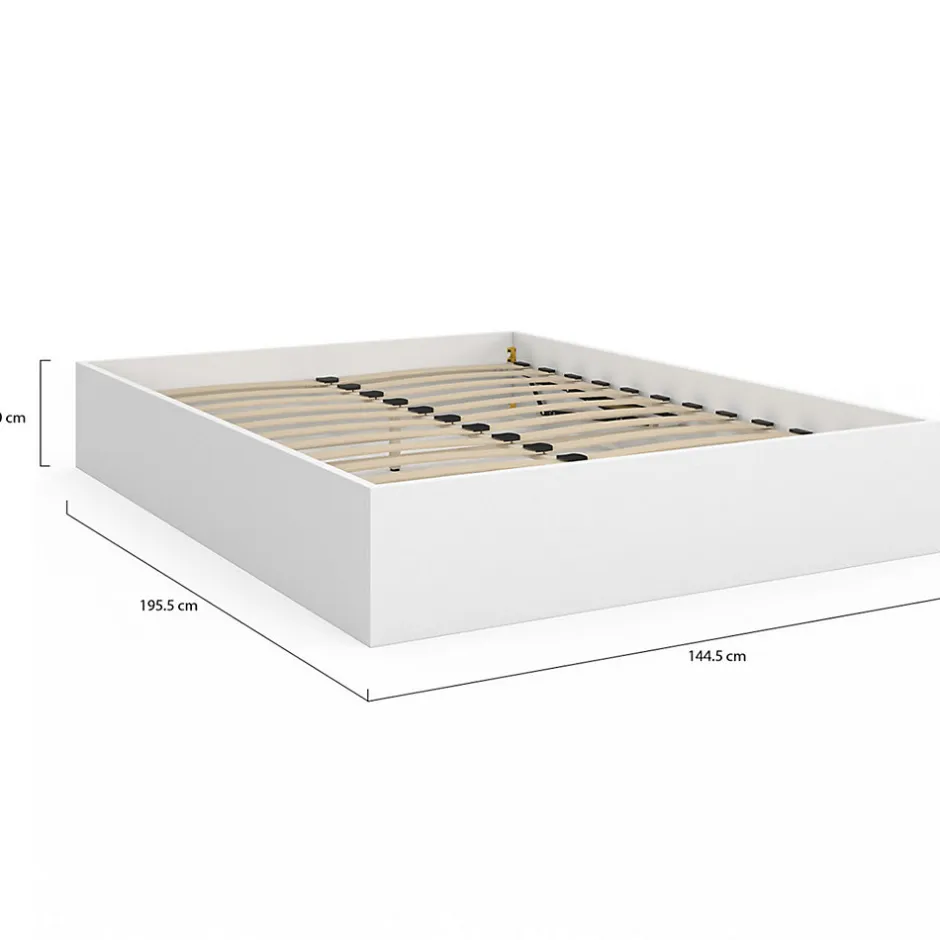 IDMarket Lit coffre double SANDSIDE avec sommier 140 x 190 cm blanc