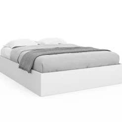 IDMarket Lit coffre double SANDSIDE avec sommier 140 x 190 cm blanc