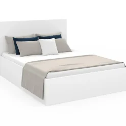 IDMarket Lit coffre double SEASIDE avec tête de lit et sommier 140 x 190 cm blanc Outlet