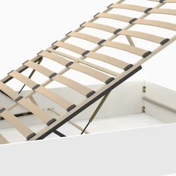 IDMarket Lit coffre double SEASIDE avec tête de lit et sommier 140 x 190 cm blanc Outlet
