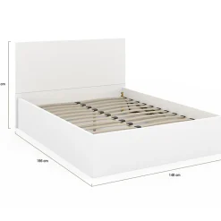 IDMarket Lit coffre double SEASIDE avec tête de lit et sommier 140 x 190 cm blanc Outlet