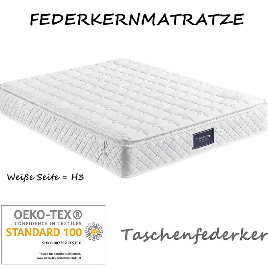 Okwish Lit Coffre Double 160x200 cm - Lit Adulte Capitonné avec 4 Tiroirs, Charge Sans Fil, USB, Type-C - Lin Beige - Matelas Inclus
