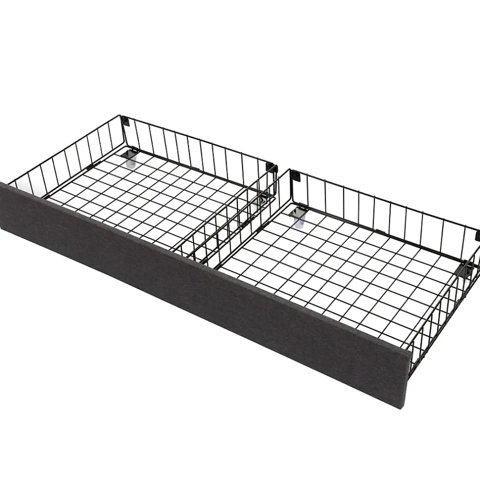 Okwish Lit Coffre Double 140x190 cm - Lit Hydraulique avec Rangement et Éclairage LED - Tissu Lin - Sans Matelas - Gris