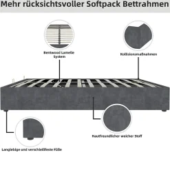 Okwish Lit Coffre Double 160x200 cm - Moderne en Velours Hollandais avec Vérin Hydraulique, Sans Tête de Lit - Gris - Sans Matelas Outlet