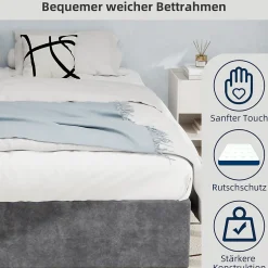 Okwish Lit Coffre Double 160x200 cm, Lit Adulte avec Vérin Hydraulique et Cadre Moderne, Sans Matelas, Gris