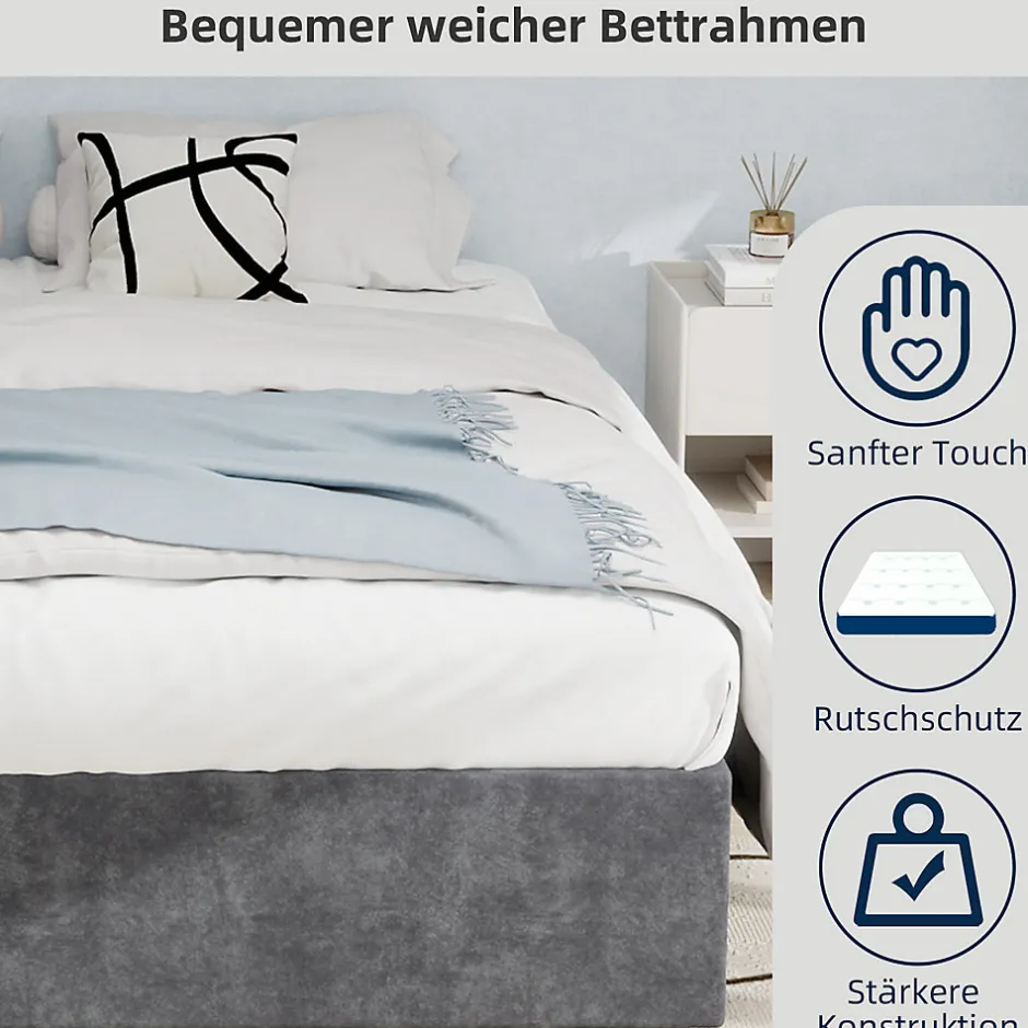 Okwish Lit Coffre Double 160x200 cm, Lit Adulte avec Vérin Hydraulique et Cadre Moderne, Sans Matelas, Gris