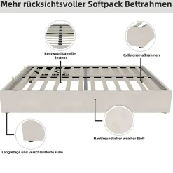 Okwish Lit Coffre Double 140x200 cm, Lit Adulte avec Vérins Hydrauliques, Cadre Moderne en Velours Beige, Sans Matelas Outlet