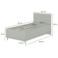 Meublorama Lit coffre enfant NOKI 100x200 cm vert et bois Style scandinave Sale