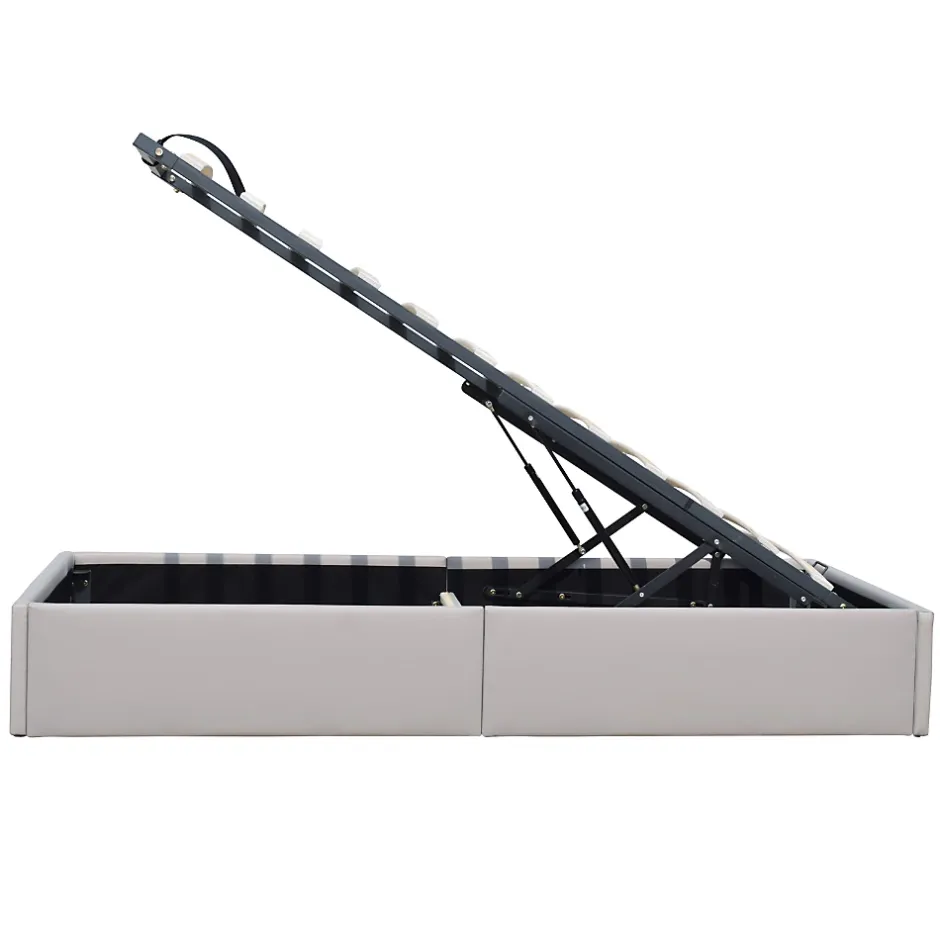 King Of Dreams Lit coffre gris - 90x190cm - pieds - montage rapide - revetement facile entretien - Best