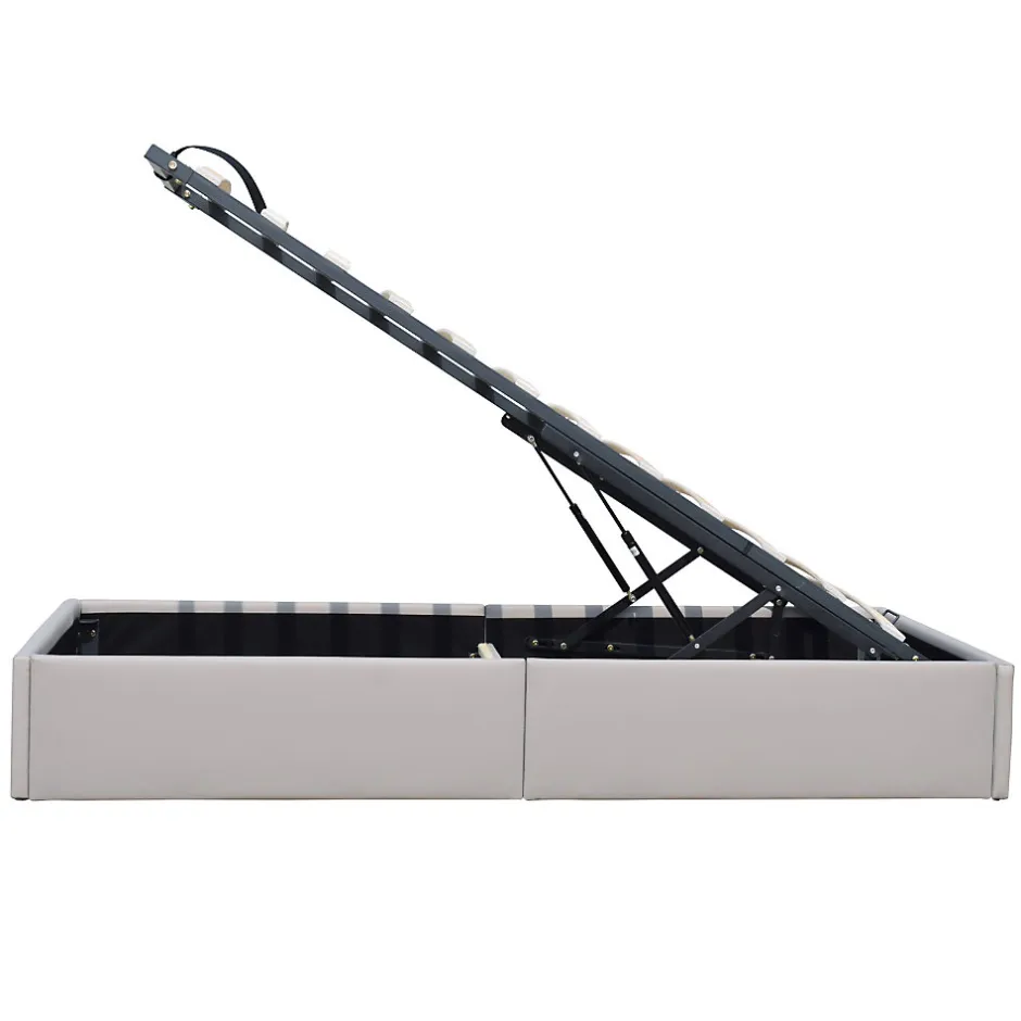 King Of Dreams Lit coffre gris 90x190 cm - 12 lattes - montage rapide - confort optimal - usage quotidien - meuble pratique