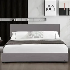 Corium Lit coffre Juva rembourré avec velours côtelé 180 x 200 cm gris