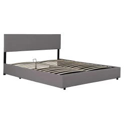 Corium Lit coffre Juva rembourré avec velours côtelé 180 x 200 cm gris