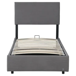 Corium Lit coffre Juva rembourré avec velours côtelé 90 x 200 cm gris