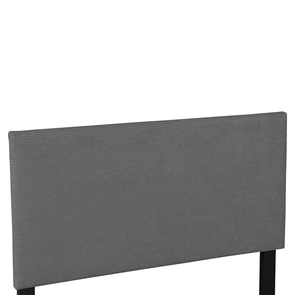 Corium Lit coffre Juva rembourré avec velours côtelé 90 x 200 cm gris