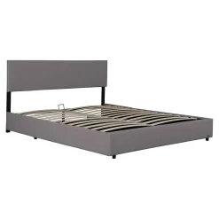Corium Lit coffre Juva rembourré avec velours côtelé 140 x 200 cm gris