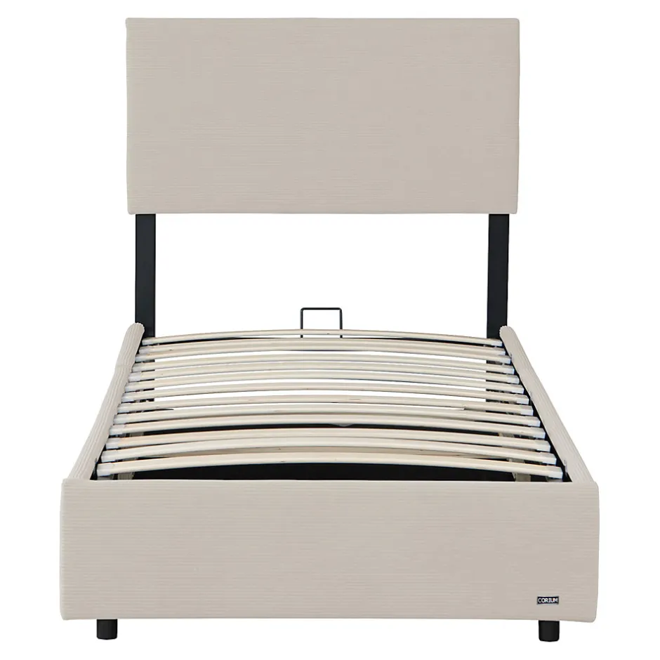 Corium Lit coffre Juva rembourré avec velours côtelé 90 x 200 cm beige