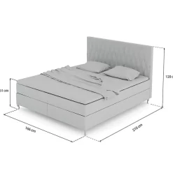Pro Et Discount Lit Coffre KINGSTON 160x200 cm Velours Beige avec Tete de Lit Matelas Inclus et Rangement Integre
