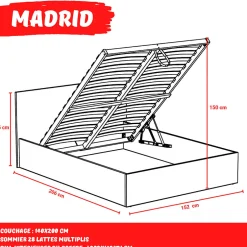 Weber Industries Lit coffre MADRID 140x200 + 1 sommier / Blanc