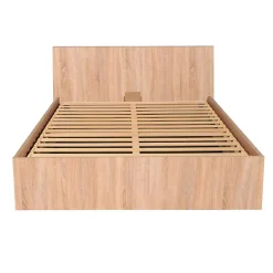 Weber Industries Lit coffre MADRID 140x200 + 1 sommier / Décor Chêne Blanchi