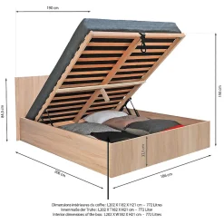 Weber Industries Lit coffre MADRID 180x200 + 1 sommier / Décor Chêne Blanchi Sale