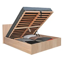 Weber Industries Lit coffre MADRID 180x200 + 1 sommier / Décor Chêne Blanchi Sale