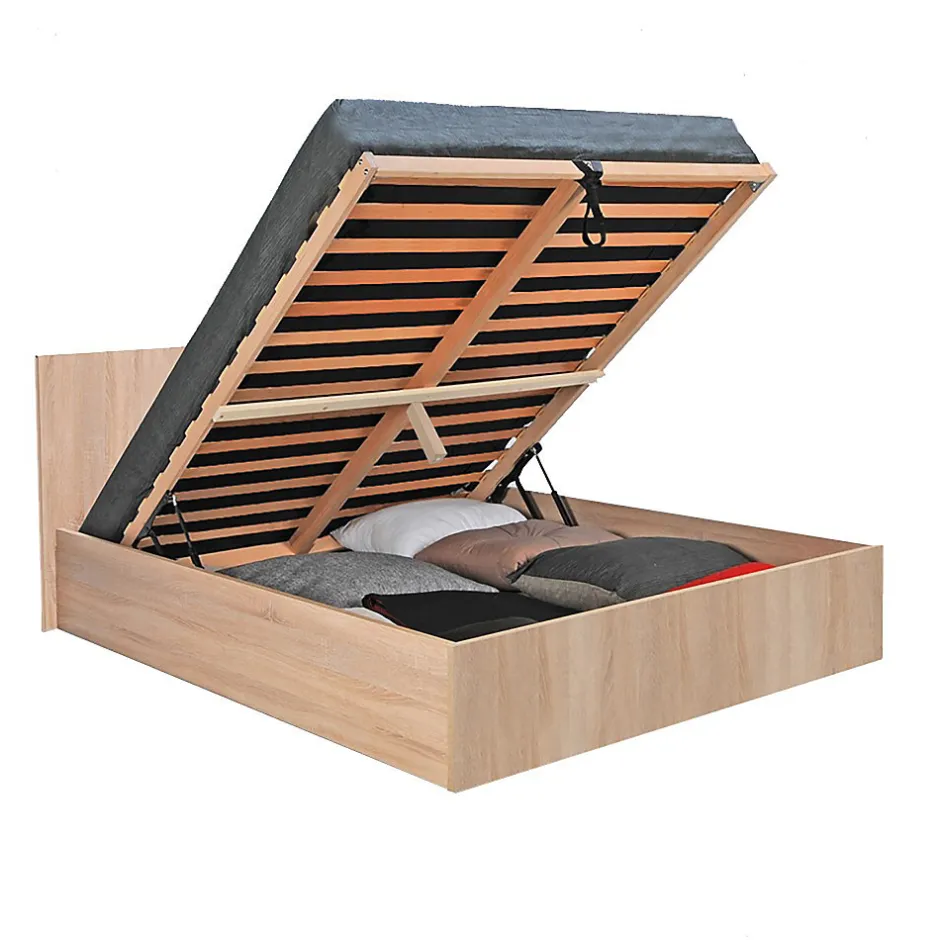 Weber Industries Lit coffre MADRID 180x200 + 1 sommier / Décor Chêne Blanchi Sale
