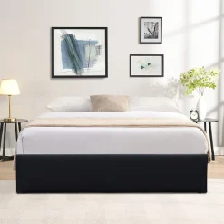 Nuits D'Or Lit coffre noir - 180x200 cm - avec pieds - facile à monter et entretenir - soutien optimal - confort - usage quotidien -