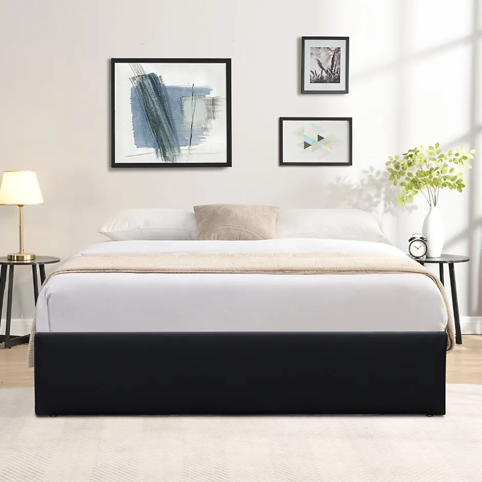 Nuits D'Or Lit coffre noir - 180x200 cm - avec pieds - facile à monter et entretenir - soutien optimal - confort - usage quotidien -