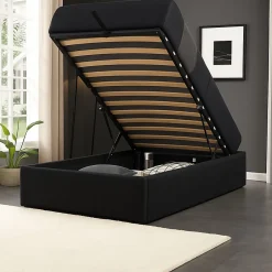 Nuits D'Or Lit coffre noir 90x200 cm - 12 lattes - pieds inclus - soutien ferme - confort optimal - gain de place Sale