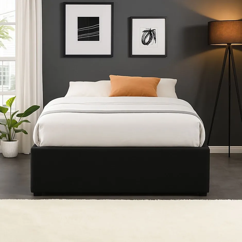 Nuits D'Or Lit coffre noir 90x200 cm - 12 lattes - pieds inclus - soutien ferme - confort optimal - gain de place Sale