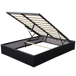 Nuits D'Or Lit coffre noir 180x200 cm - dehoussable - montage rapide - confort optimal - - lit avec 14 lattes Hot