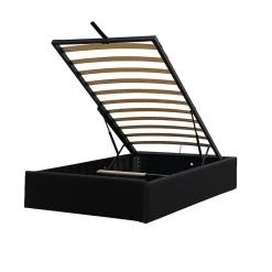 King Of Dreams Lit coffre noir 90x190 cm - montage rapide - 12 lattes - design moderne - espace de rangement - tendance