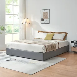 [En.Casa] Lit coffre Nola 180 x 200 cm gris en.casa Hot