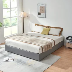 [En.Casa] Lit coffre Nola 180 x 200 cm gris en.casa Hot