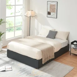 [En.Casa] Lit coffre Nola simili 140 x 200 cm noir en.casa