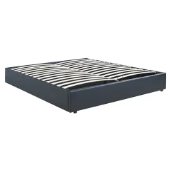 [En.Casa] Lit coffre Nola simili 160 x 200 cm noir en.casa New