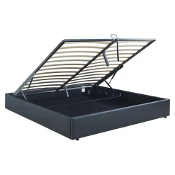 [En.Casa] Lit coffre Nola simili 160 x 200 cm noir en.casa New