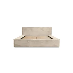 Meublorama Lit coffre ORLANE Beige Velours de dune 180x200 cm Sommier relevable Design haut de gamme Hot