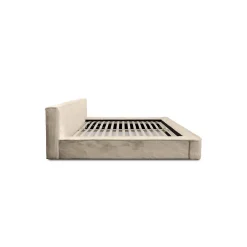 Meublorama Lit coffre ORLANE Beige Velours de dune 180x200 cm Sommier relevable Design haut de gamme Hot