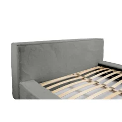 Meublorama Lit coffre ORLANE Gris Charbon minéral polaire 140x200 cm Sommier relevable Design haut de gamme