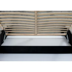 Meublorama Lit coffre ORLANE Gris Charbon minéral polaire 180x200 cm Sommier relevable Design haut de gamme