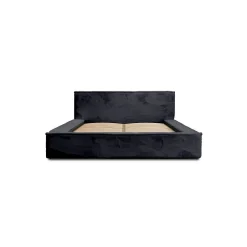 Meublorama Lit coffre ORLANE Noir Ardoise polaire 160x200 cm Sommier relevable Design haut de gamme